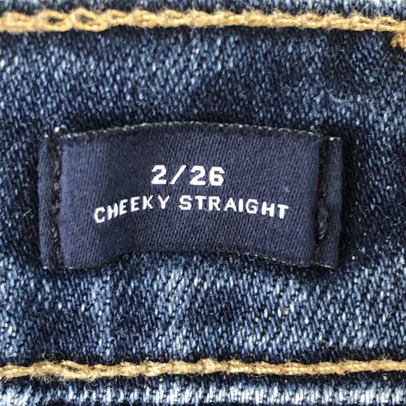 GAP Denim Women’s Cheeky Straight Jeans Medium Indigo Blue Raw Hem Tag Size 2/26 - Picture 4 of 16